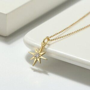 Sterling Silver 14k Gold Plated Star Necklace | Minimalist Celestial Jewelry